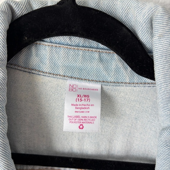 Womens No Boundaries Light Blue Distressed Jean Jacket | Size XL - Picture 5 of 7